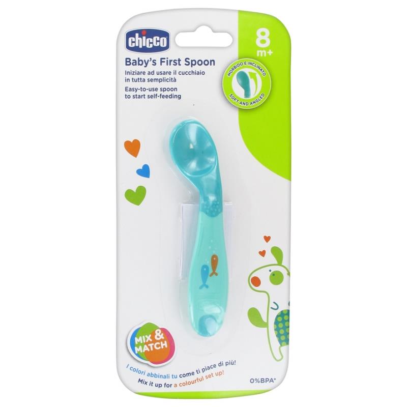 CHICCO - BABY FIRST SPOON [BLUE] [8M+]