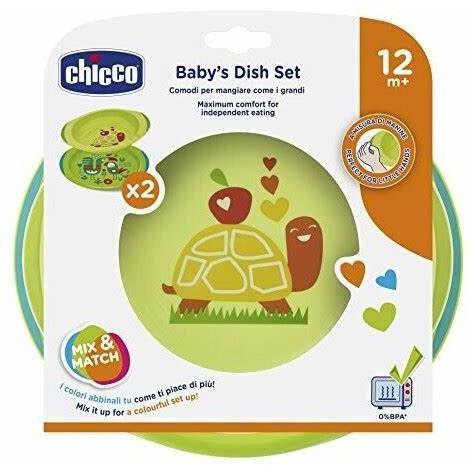 CHICCO - BABYS DISH SET [GREEN] [12M+]