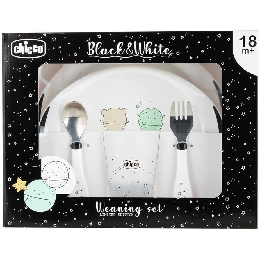 CHICCO - WEANING SET [BLACK & WHITE PLANETS] [18M+]