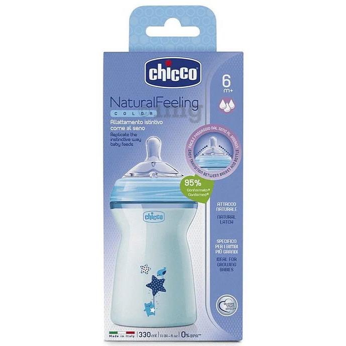 CHICCO - BIBERON PLASTIQUE [NATURALFEELING BLUE 6M+] [330 ML]